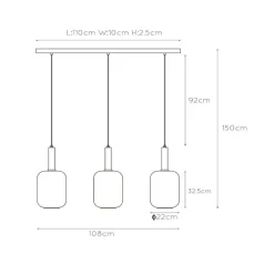 Lucide Joanet hængelampe med røgglas, 3 lyskilder