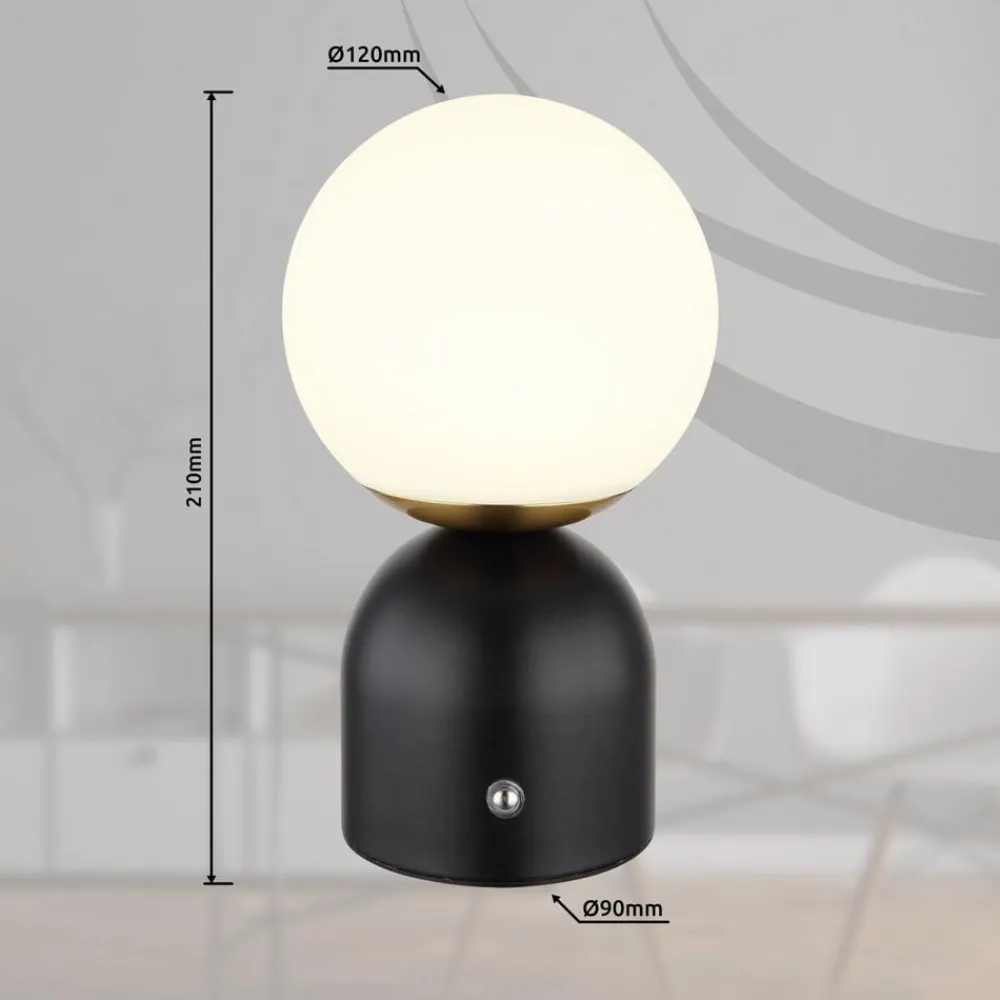 Globo Julsy LED genopladelig bordlampe, sort, højde 21 cm, metal, CCT