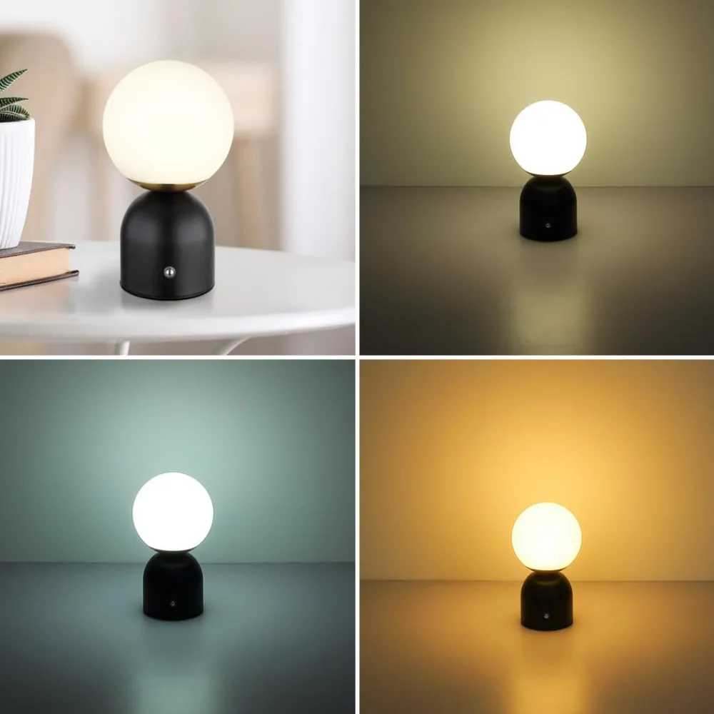 Globo Julsy LED genopladelig bordlampe, sort, højde 21 cm, metal, CCT