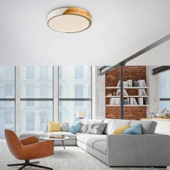 JUST LIGHT. Bila LED-loftslampe, hvid, Ø 32 cm, træ^JUST LIGHT. GmbH Clearance