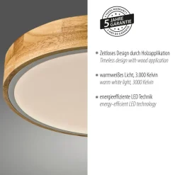 JUST LIGHT. Bila LED-loftslampe, hvid, Ø 32 cm, træ^JUST LIGHT. GmbH Clearance