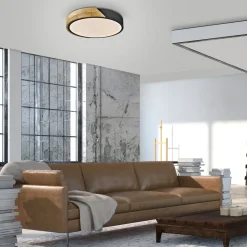 JUST LIGHT. Bila LED-loftslampe, sort, Ø 32 cm, træ^JUST LIGHT. GmbH Best