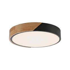 JUST LIGHT. Bila LED-loftslampe, sort, Ø 32 cm, træ^JUST LIGHT. GmbH Best