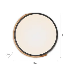 JUST LIGHT. Bila LED-loftslampe, sort, Ø 32 cm, træ^JUST LIGHT. GmbH Best