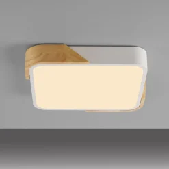 JUST LIGHT. Bila LED-loftslampe, hvid, 32x32 cm, træ^JUST LIGHT. GmbH Best