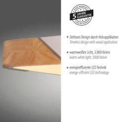 JUST LIGHT. Bila LED-loftslampe, hvid, 32x32 cm, træ^JUST LIGHT. GmbH Best