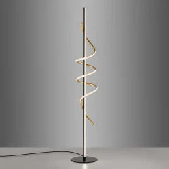 JUST LIGHT. Emanda LED-gulvlampe, jern, sort-messing^JUST LIGHT. GmbH Hot