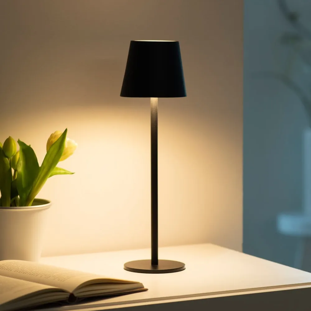 JUST LIGHT. GmbH Dekorationsbelysning>JUST LIGHT. Euria LED-bordlampe, sort, jern IP54