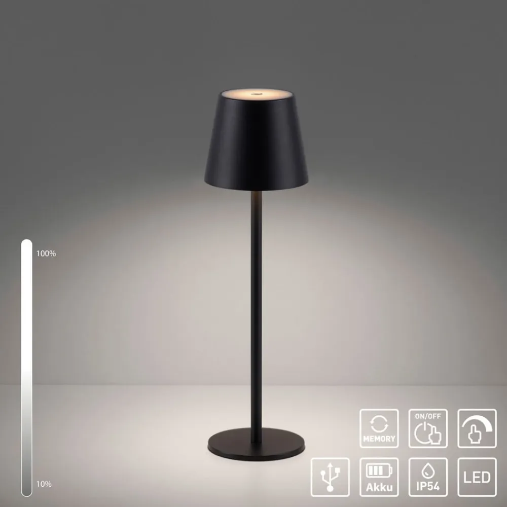 JUST LIGHT. GmbH Dekorationsbelysning>JUST LIGHT. Euria LED-bordlampe, sort, jern IP54