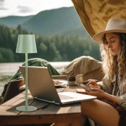 JUST LIGHT. GmbH Dekorationsbelysning|Terrassebelysning>JUST LIGHT. Euria LED-bordlampe, grøn, jern, IP54