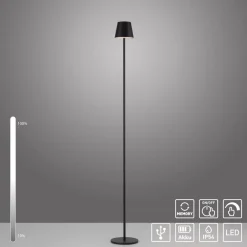 JUST LIGHT. GmbH JUST LIGHT. Euria LED-gulvlampe, sort, jern, IP54