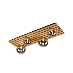 JUST LIGHT. Grøn Stika loftlampe, lang, 4 lyskilder, træ^JUST LIGHT. GmbH