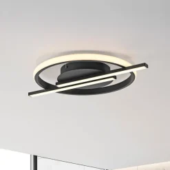 JUST LIGHT. GmbH Gang|Loftlamper>JUST LIGHT. Korsa LED-loftslampe, sort, Ø31 cm, dæmpbar