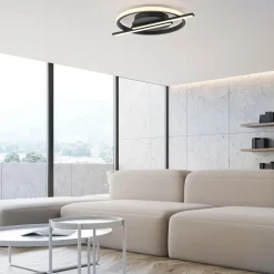 JUST LIGHT. GmbH Gang|Loftlamper>JUST LIGHT. Korsa LED-loftslampe, sort, Ø31 cm, dæmpbar