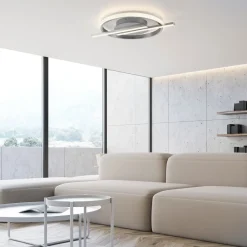 JUST LIGHT. GmbH Loftlamper|Loftlamper>JUST LIGHT. Korsa LED-loftslampe, stålfarvet, dæmpbar