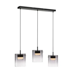 JUST LIGHT. LED-hængelampe Elio, røget glas, 3 lyskilder, sort^JUST LIGHT. GmbH Online