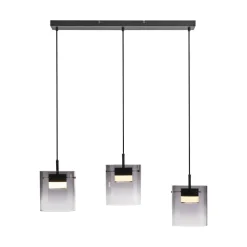 JUST LIGHT. LED-hængelampe Elio, røget glas, 3 lyskilder, sort^JUST LIGHT. GmbH Online