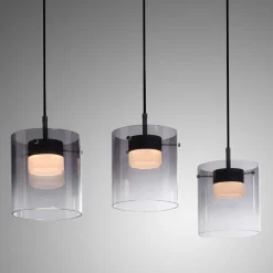 JUST LIGHT. LED-hængelampe Elio, røget glas, 3 lyskilder, sort^JUST LIGHT. GmbH Online