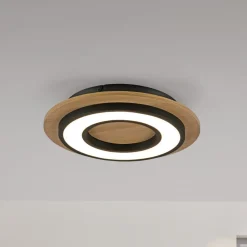 JUST LIGHT. GmbH JUST LIGHT. Loftlampe Tola, rund, træ, 3.000 K