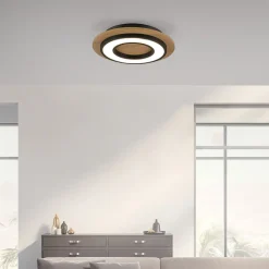 JUST LIGHT. GmbH JUST LIGHT. Loftlampe Tola, rund, træ, 3.000 K