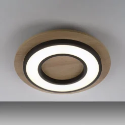 JUST LIGHT. GmbH JUST LIGHT. Loftlampe Tola, rund, træ, 3.000 K