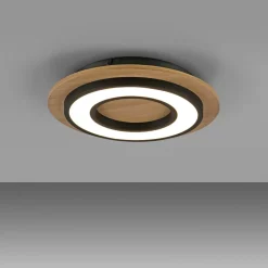 JUST LIGHT. GmbH JUST LIGHT. Loftlampe Tola, rund, træ, 3.000 K