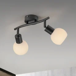 JUST LIGHT. Loki loftlampe, 2 lyskilder, sort, jern, glas^JUST LIGHT. GmbH