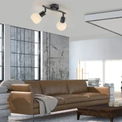 JUST LIGHT. Loki loftlampe, 2 lyskilder, sort, jern, glas^JUST LIGHT. GmbH