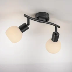 JUST LIGHT. Loki loftlampe, 2 lyskilder, sort, jern, glas^JUST LIGHT. GmbH