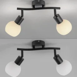 JUST LIGHT. Loki loftlampe, 2 lyskilder, sort, jern, glas^JUST LIGHT. GmbH