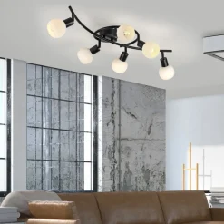 JUST LIGHT. GmbH Loftlamper>JUST LIGHT. Loki loftlampe, 6 lyskilder, sort, jern, glas