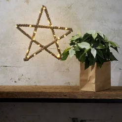 STAR TRADING Jutta LED-dekostjerne, omviklet med jutereb