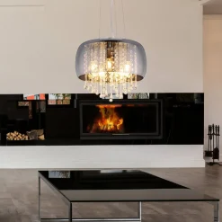 Kalla hængelampe med dekorative glaskrystaller^Globo Hot