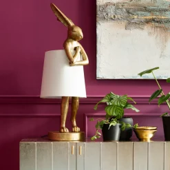 KARE Animal Rabbit bordlampe, guld/hvid, 68 cm, E14