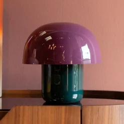 KARE bordlampe Mushroom, lilla/grøn, metal, 20 cm, E14