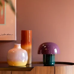 KARE bordlampe Mushroom, lilla/grøn, metal, 20 cm, E14