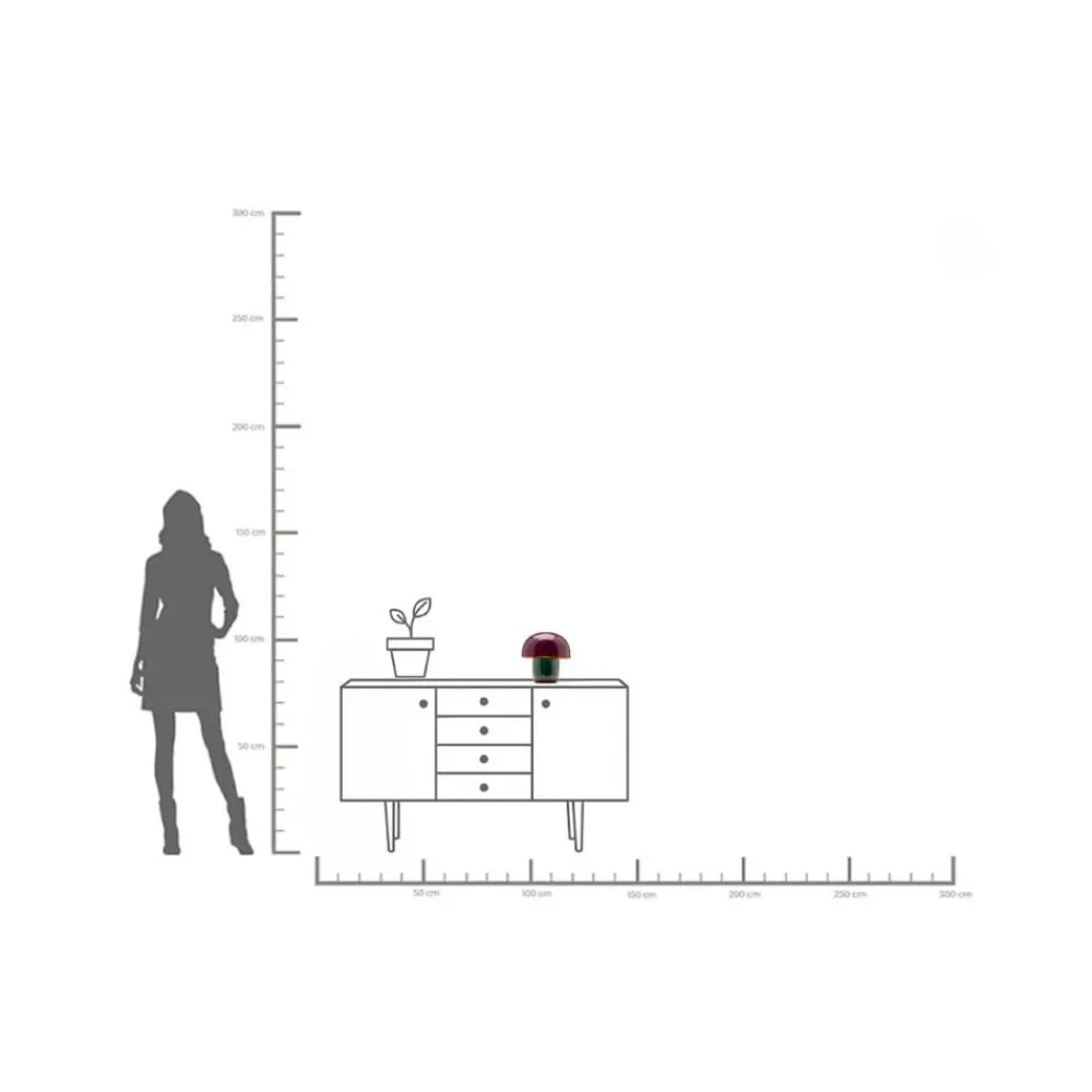 KARE bordlampe Mushroom, lilla/grøn, metal, 20 cm, E14