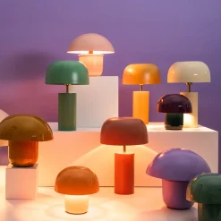 KARE bordlampe Mushroom, lilla/grøn, metal, 20 cm, E14