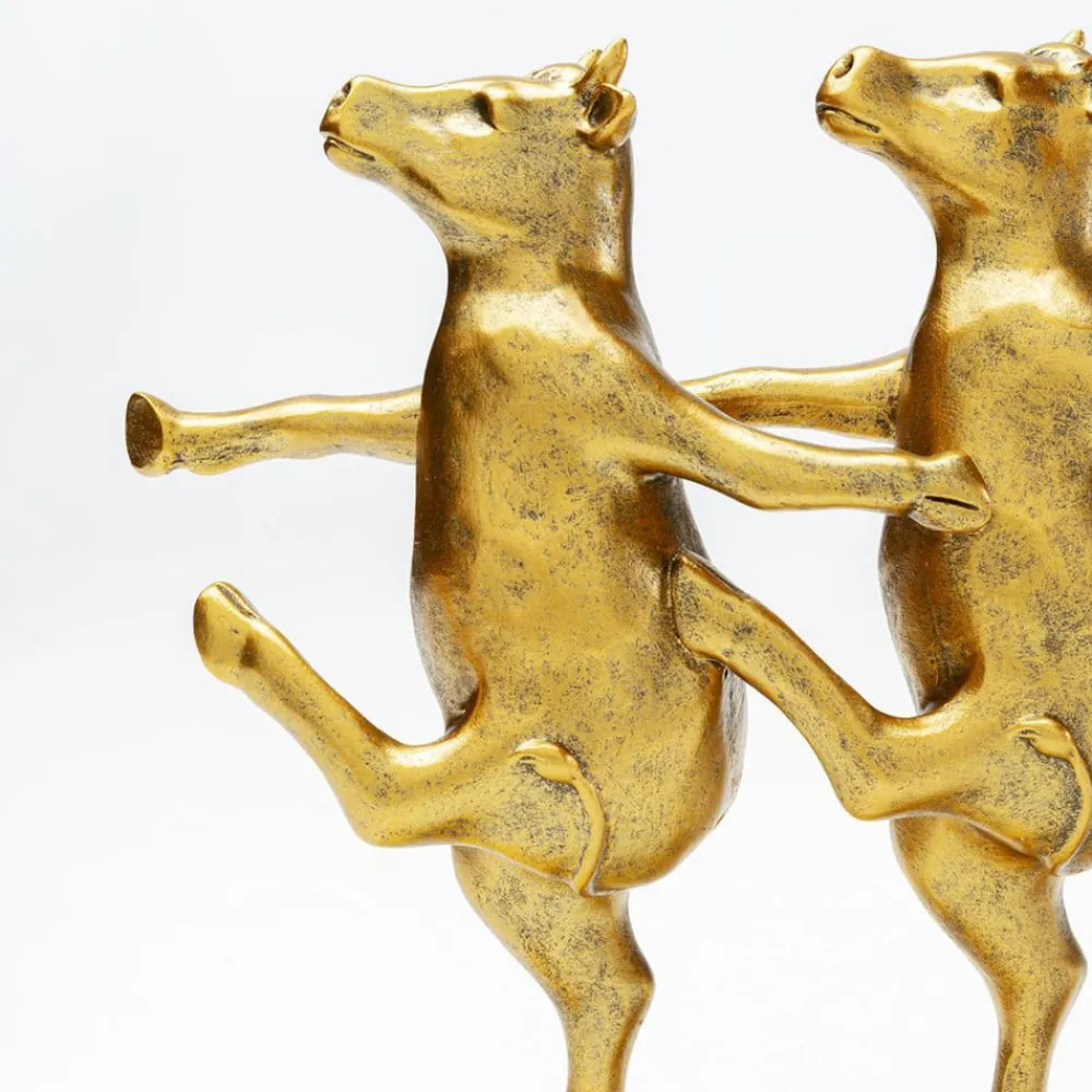 KARE dekorationsfigur Dancing Cows, guldfarvet, polyresin, H 23 cm