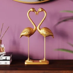 dekorationsfigur Flamingo Love, guldfarvet, højde 39 cm^KARE Best
