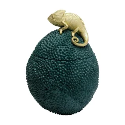 dekorationsæske Chameleon, højde 34 cm, mørkegrøn, guld^KARE Discount
