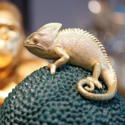 dekorationsæske Chameleon, højde 34 cm, mørkegrøn, guld^KARE Discount