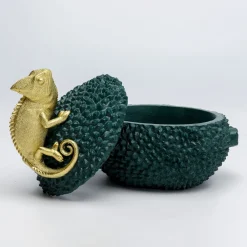 dekorationsæske Chameleon, højde 20 cm, mørkegrøn, guld^KARE Sale