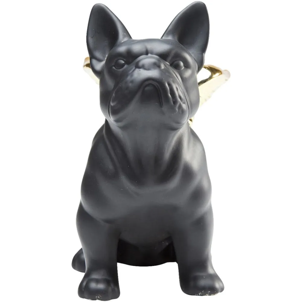 KARE dekorativ figur Siddende engel hund, sort/guld, stentøj