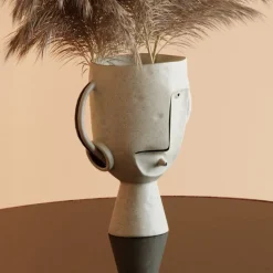 KARE Face Pot-vase, højde 30 cm, glaseret stentøj, bemalet