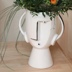 KARE Face Pot-vase, højde 30 cm, glaseret stentøj, bemalet