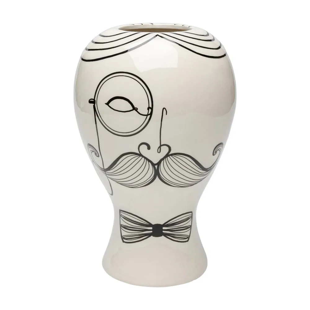 Favola Men-vase, højde 30 cm, keramik, sort/hvid^KARE