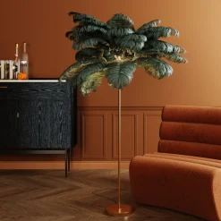 Feather Palm gulvlampe med fjer, grøn^KARE New