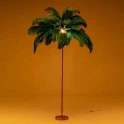 Feather Palm gulvlampe med fjer, grøn^KARE New