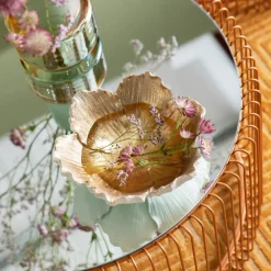 KARE Flower Bloom dekorativ skål, creme/guld, håndlavet
